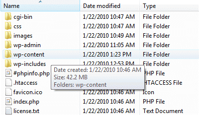 vista folder size with mouse over