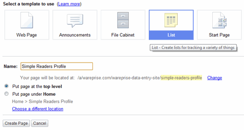 Create List