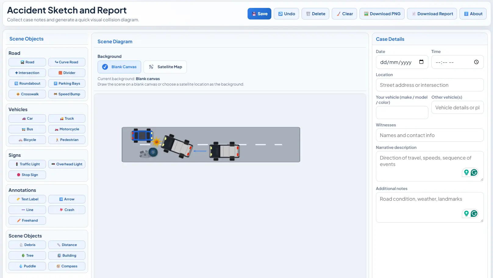 Accident reconstruction tool preview