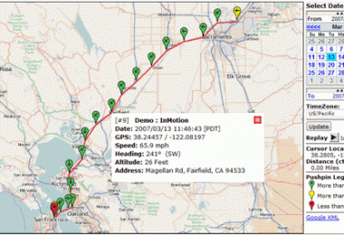 Vehicle tracking on a map