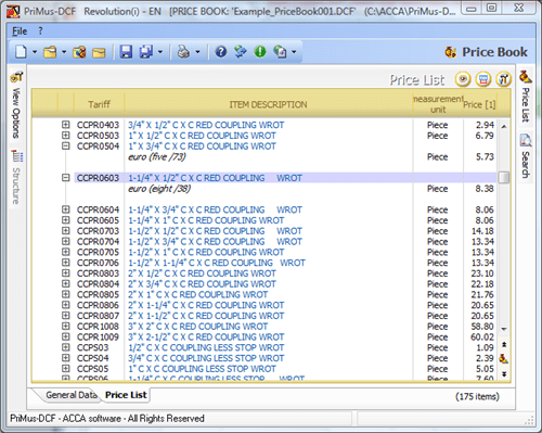 BoQ Price List BoQ Price List