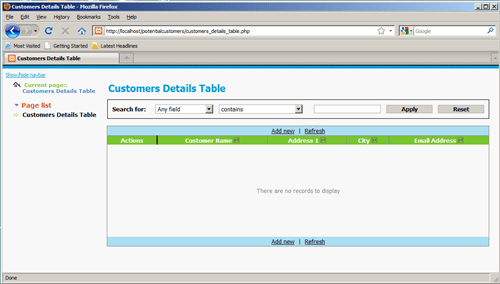 customers detail table