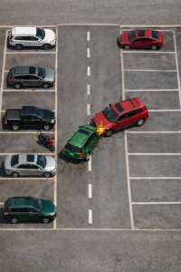 Real car accident at car parking bay