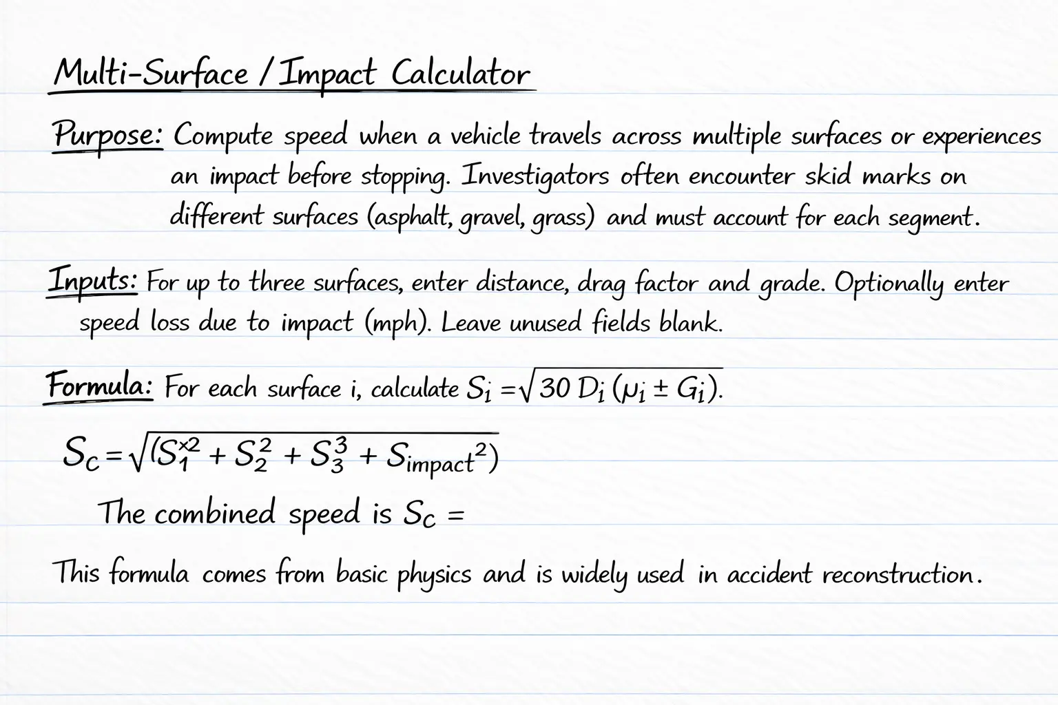 Multi surface impact formula illustration