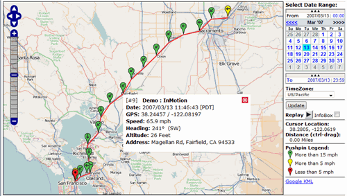 vehicle tracking on a map