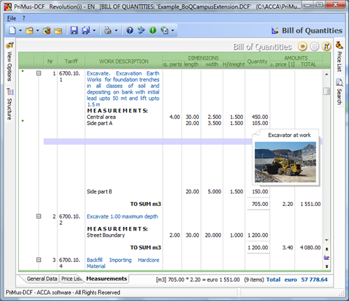 Sample Bill of Quantities