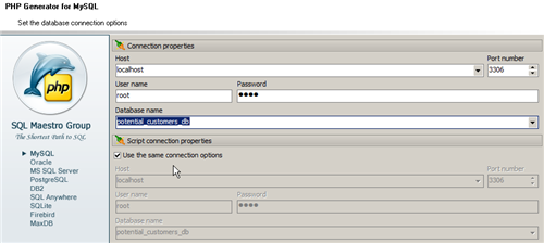 set and choose database connection